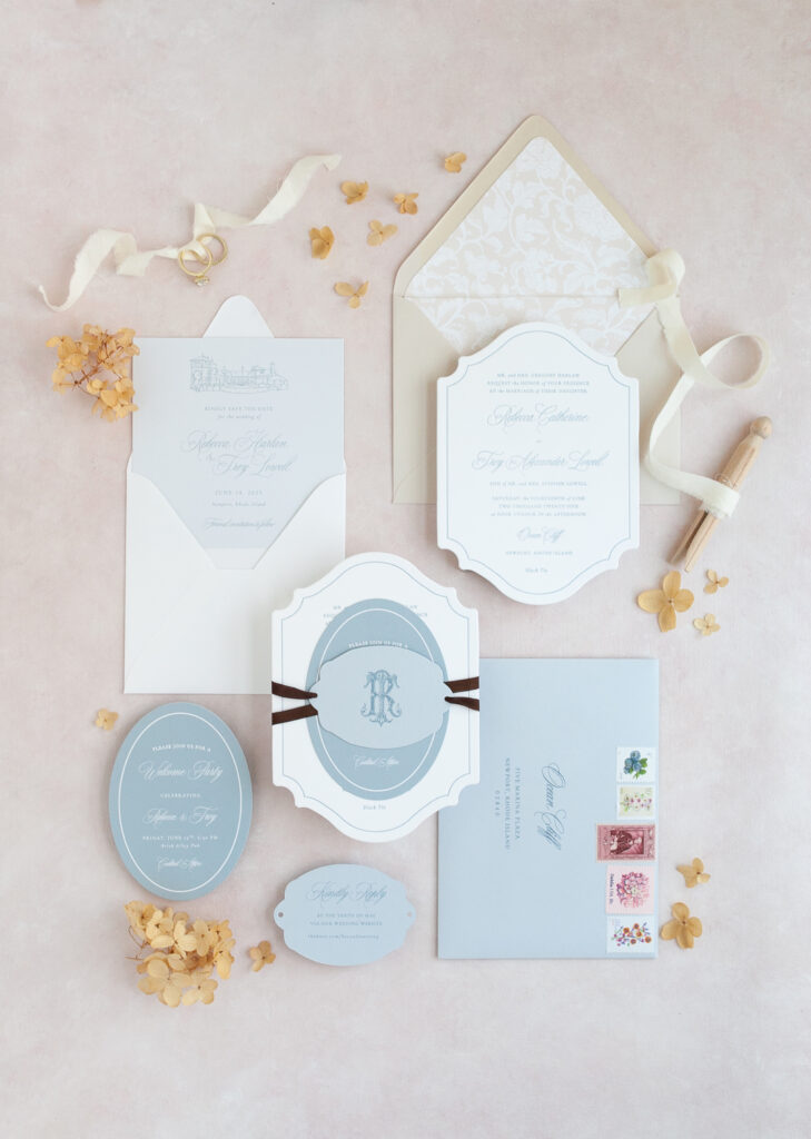 Rhode Island Wedding Invitation Flat Lay