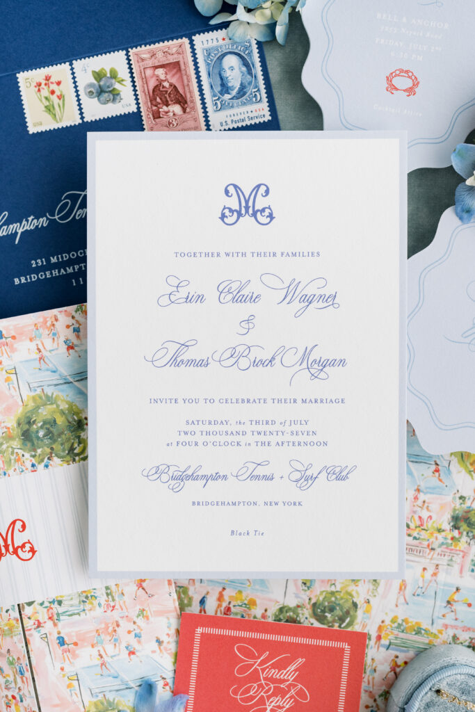Classic Blue Summer Wedding Invitation