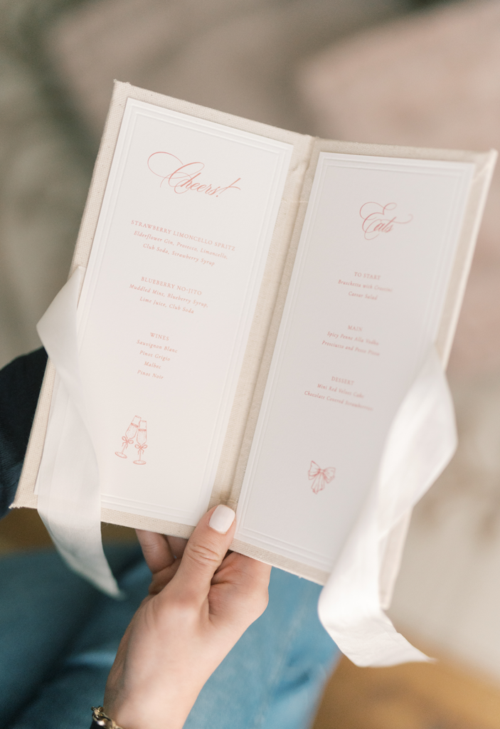 Restaurant Style Bar Menu for Wedding